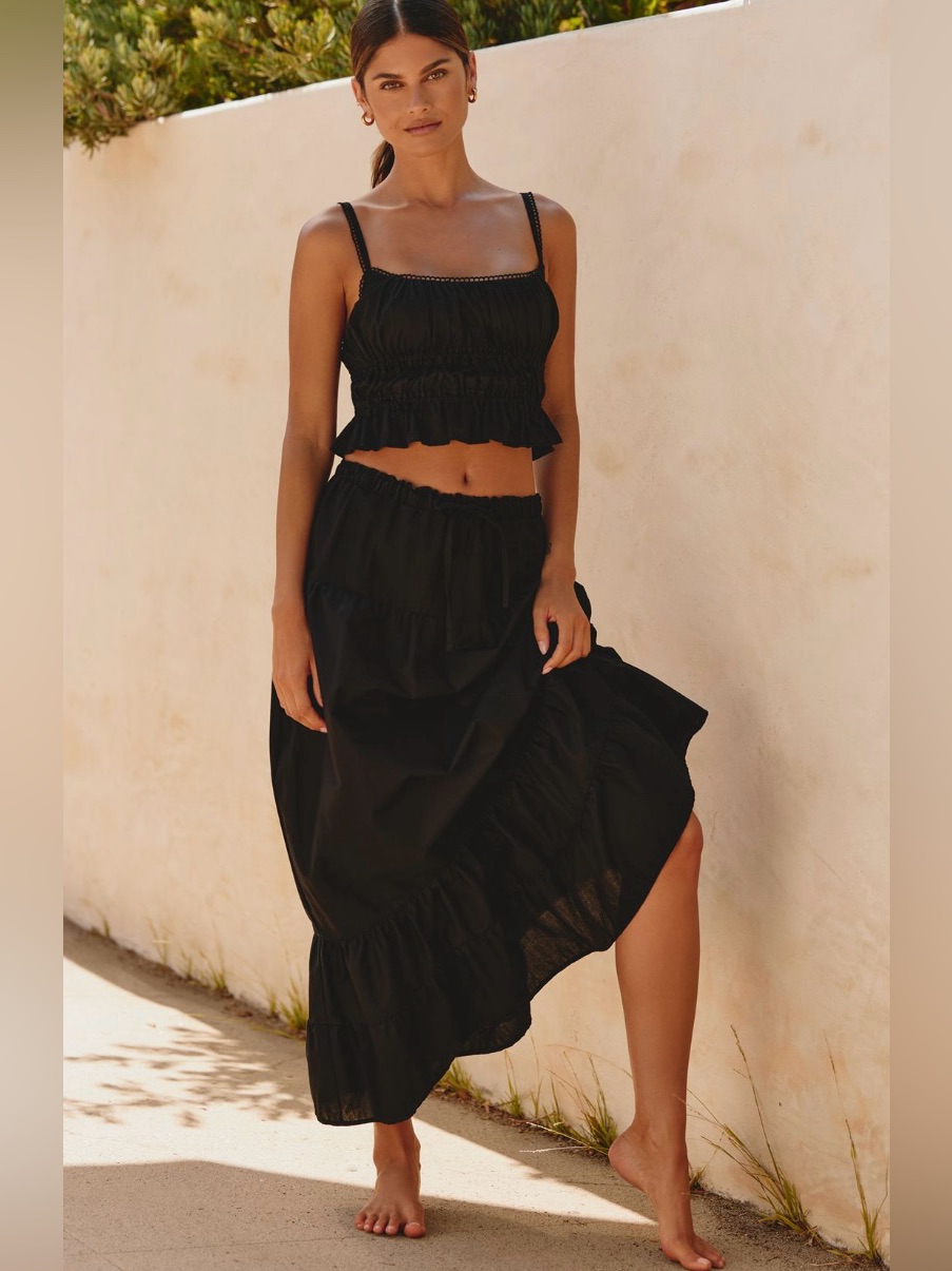 2-Piece Peixoto Amelia Top & Riley Maxi Skirt In Black